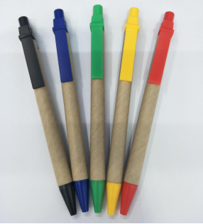 牛皮纸管环保圆珠笔再生纸质简约商务纸筒笔圆珠笔细节图