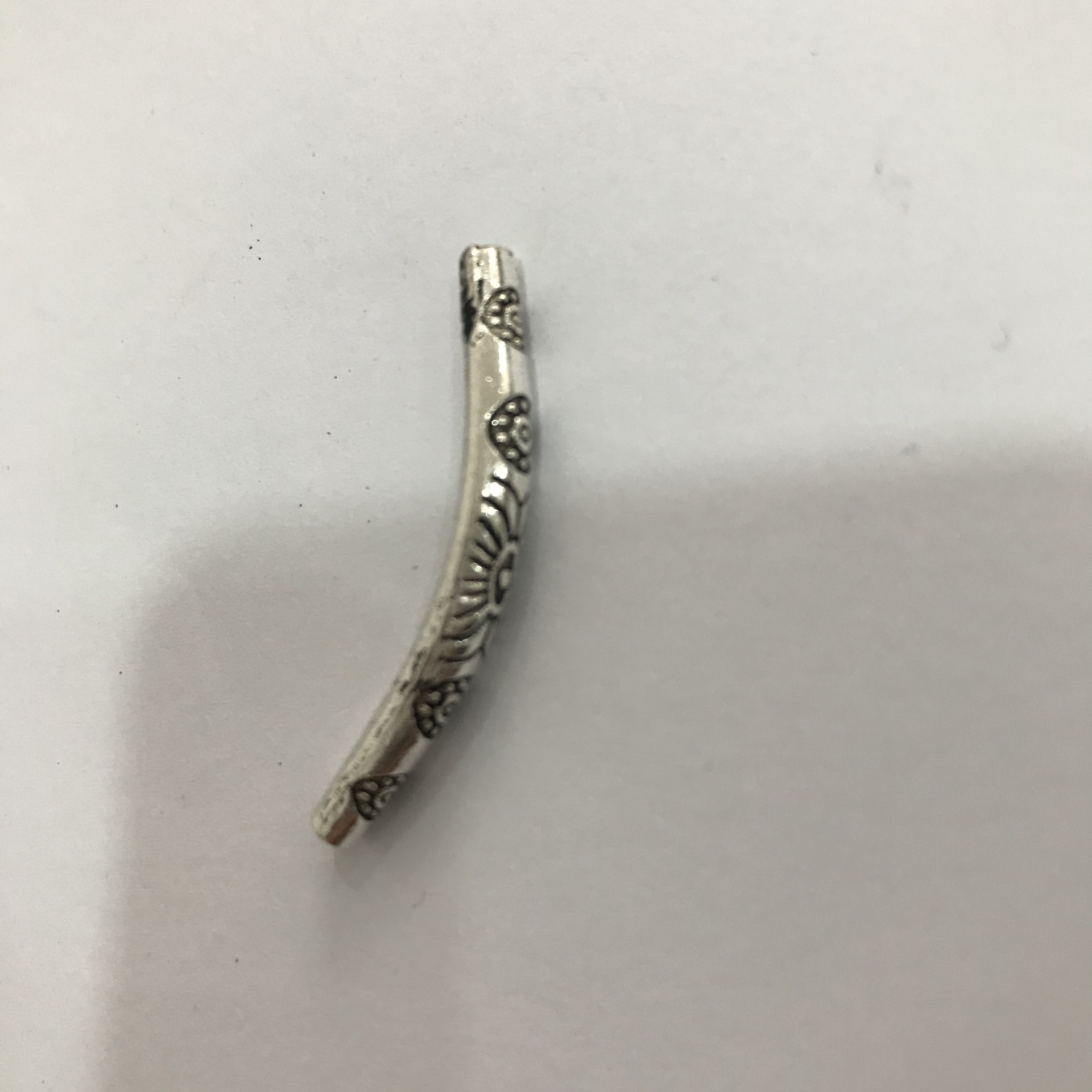 DIY Tibetan silver retro curved tube jewelry accessories, Zang-style beaded material, ethnic ornaments, pendant bracelet, necklace, tube beads, No. 3 tube