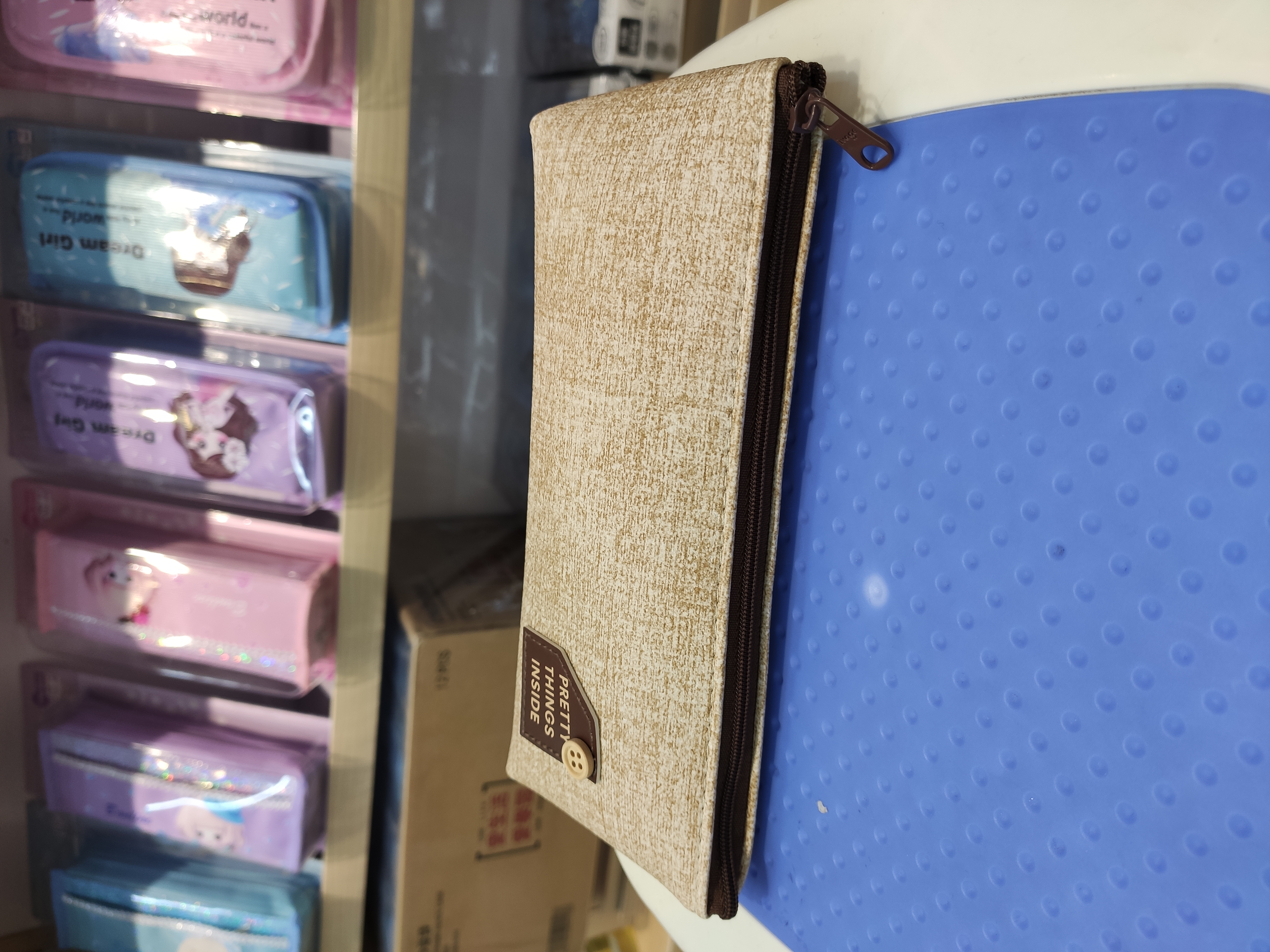 帆布木质纹简约笔袋高中生笔盒小学生笔袋大容量文具袋铅笔袋