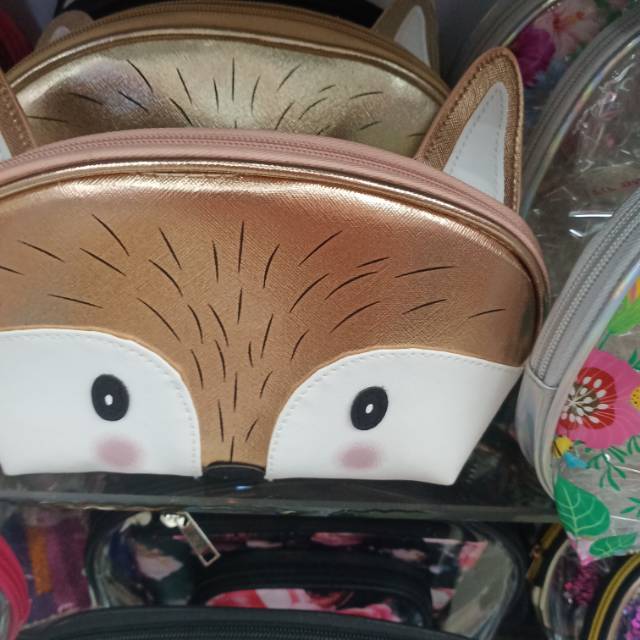 小狐狸化妆包半圆形化妆包韩版INS风简约细节图