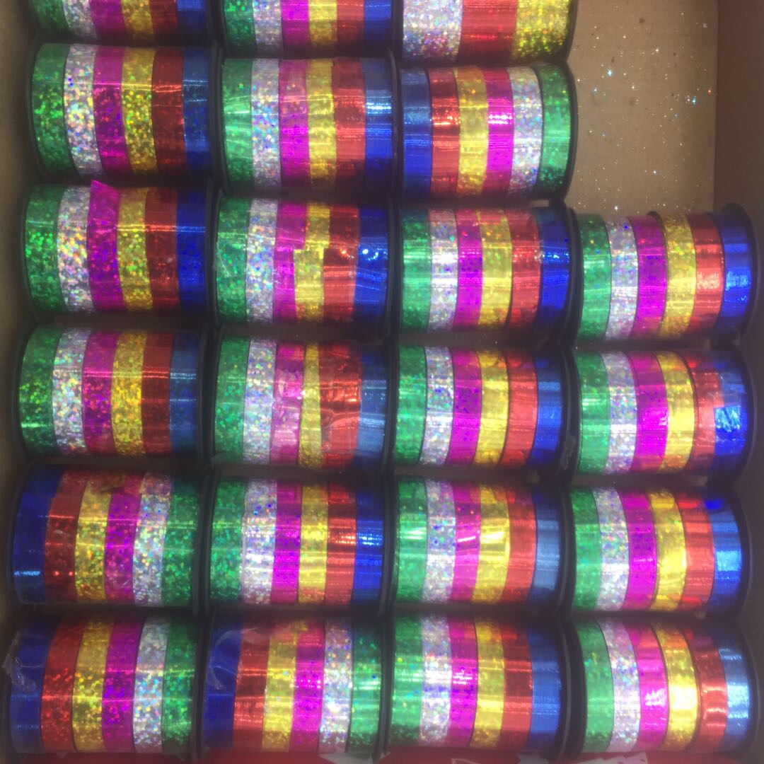 pp彩带复合彩虹膜彩带拉花橄榄球卷卷花