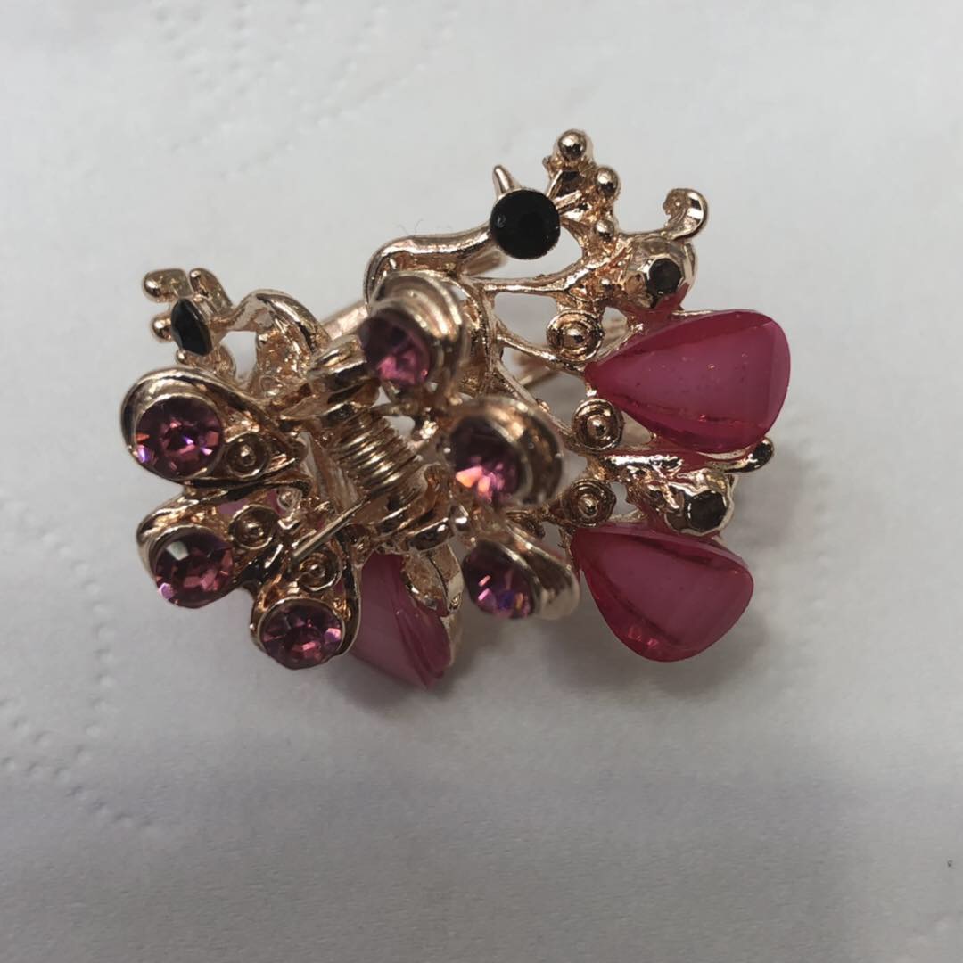 European and American trend fashion diamond-encrusted butterfly gold retro small claw clip