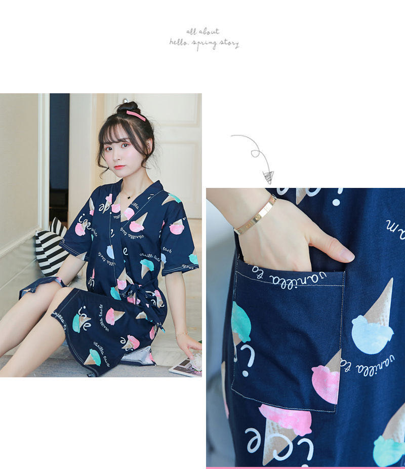 Summer Cotton Bathrobe For Women Mid-Length Nightdress For Women Specification drawing
