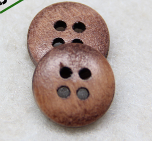 Four Eyes Wide Edge Button Dotted Natural Wood Button Round Dress Button Specification drawing