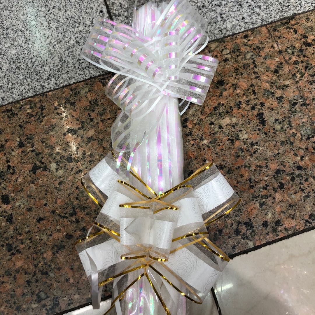 白色婚礼用品婚车装饰拉花蝴蝶结图