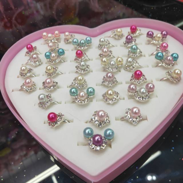 Cartoon Character Ring Children's Gemstone Ring Girl Princess Diamond Crystal Cute Little Girl Jewelry Toy Ring Jewelry Gift Set details Picture