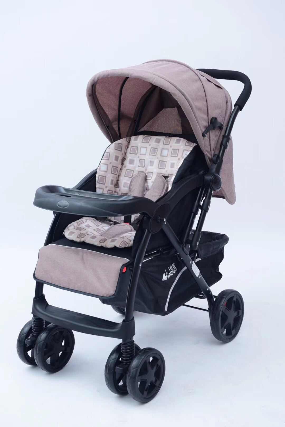 Stroller Reversing Handle Full Awning Lengthened And Widened Body Removable Tray Armrests With Front And Rear Shock Absorbers