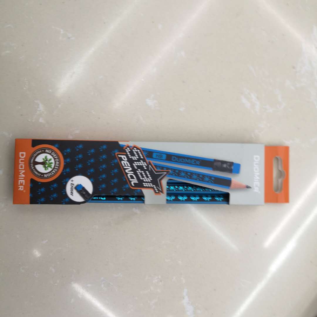 小学生专用2b素描洞洞铅笔考试带橡皮一年级儿童卡通可爱hb三角杆黑木铅笔学习文具用品无毒