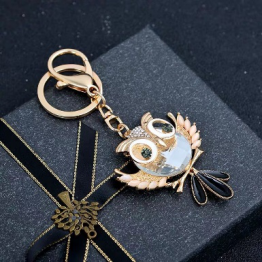 Owl crystal keychain, female trendsetter, Internet celebrity, Douyin hit key chain, Korean bag pendant, personalized gift details Picture
