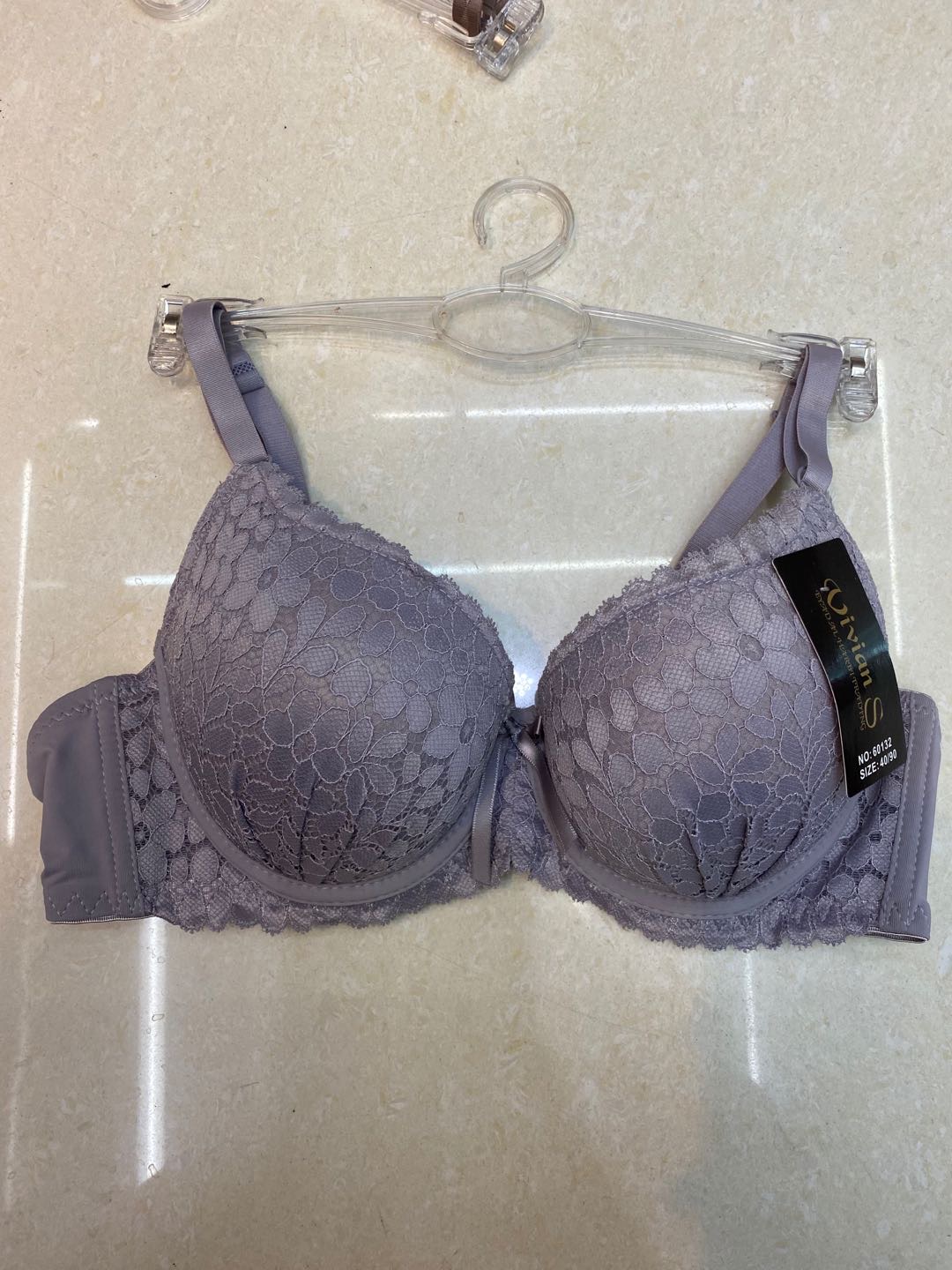 Ladies plus-size bra lace embroidery dark grain grey-blue series thumbnail