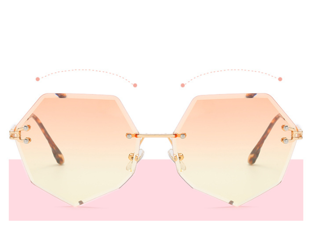 Fashionable sunglasses, polygonal frame sunglasses, polarized glasses, Korean version, trendy Internet celebrity, high-end color PC women's style 7287 details Picture