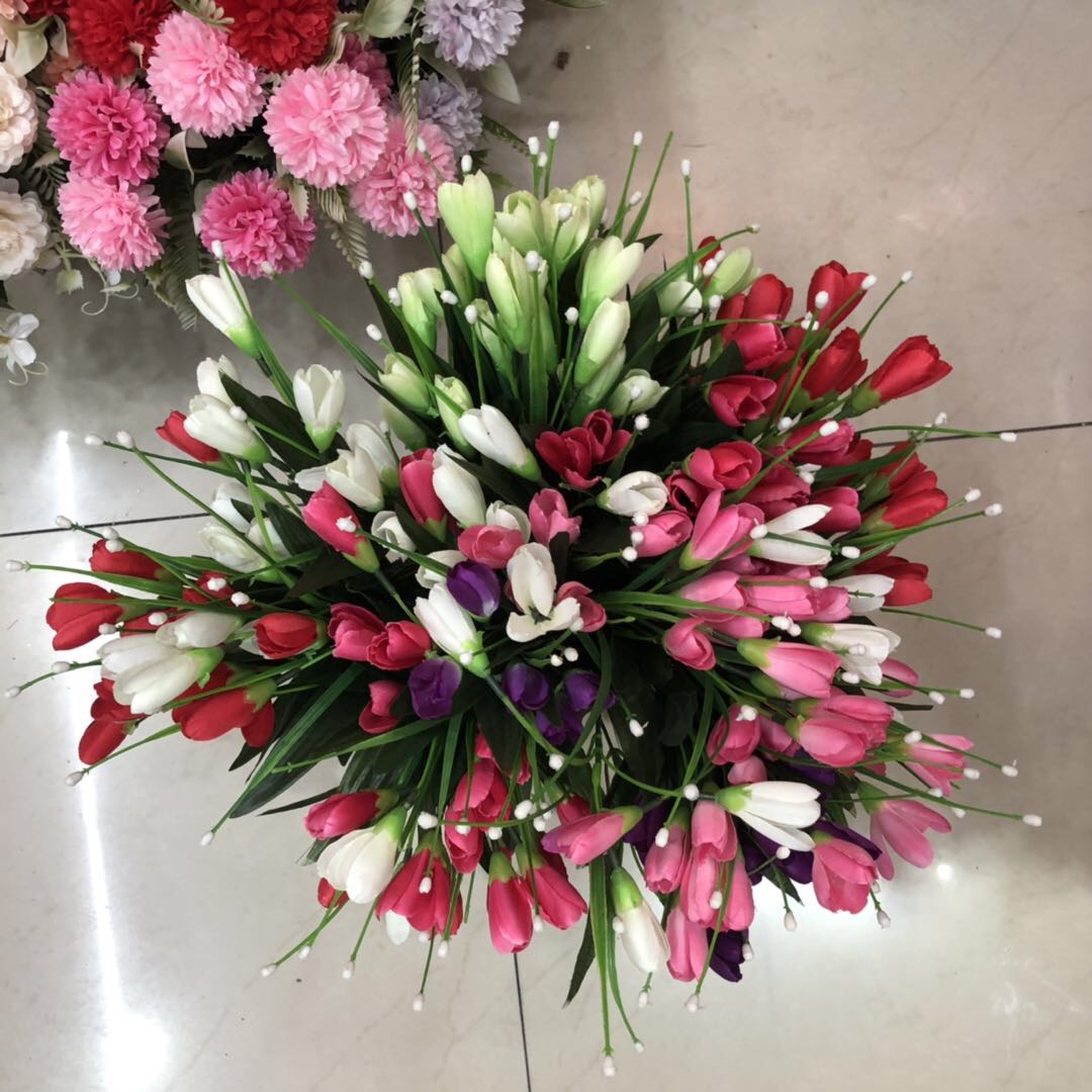 Factory Direct Sales Simulation Flower Silk Cloth Decoration Simulation Magnolia Bouquet Wedding Road Layout Fake Flowers 6 Head 18 Fork Magnolia