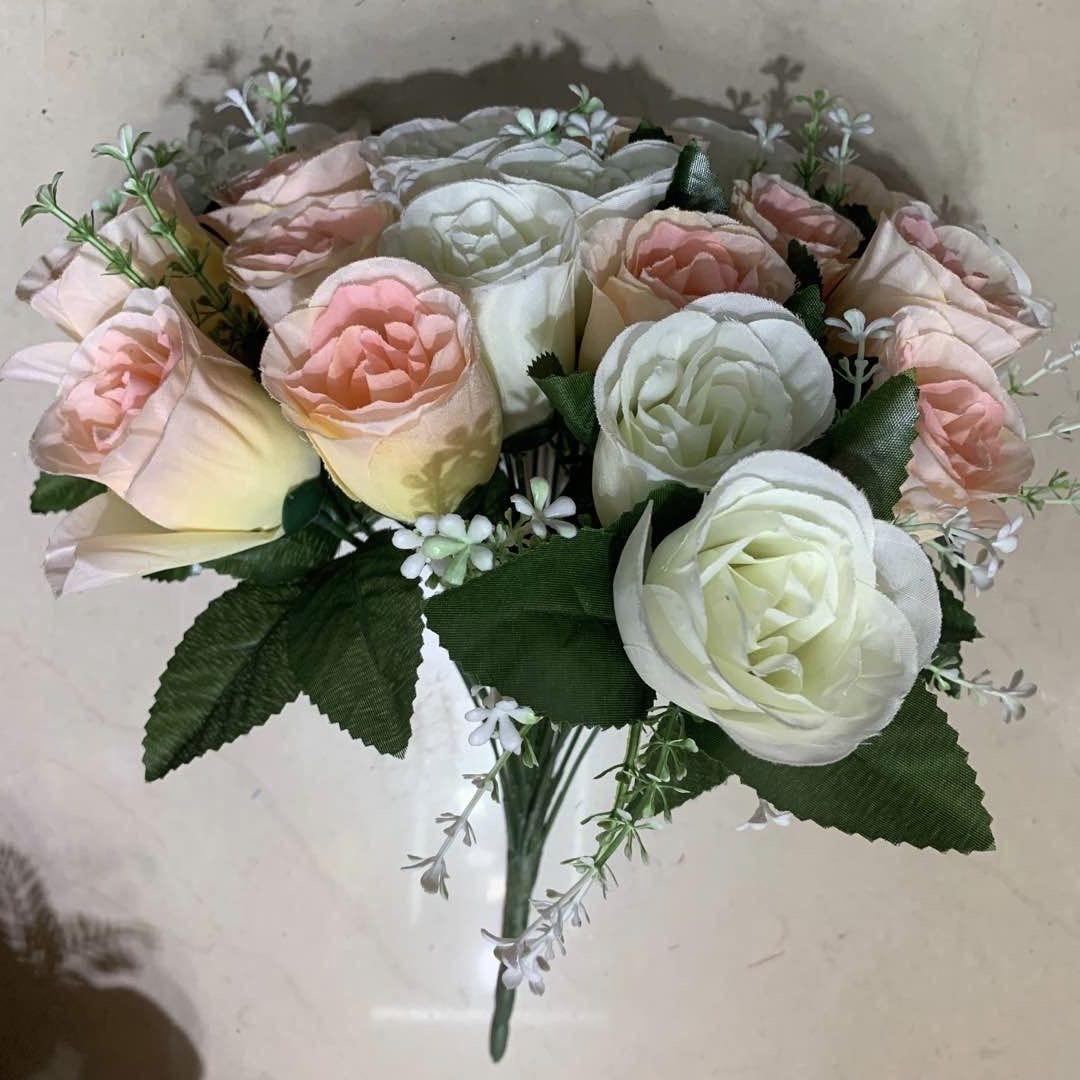 仿真花假花手捧花客厅摆件卧室摆件美观装饰柜台摆件玫瑰花