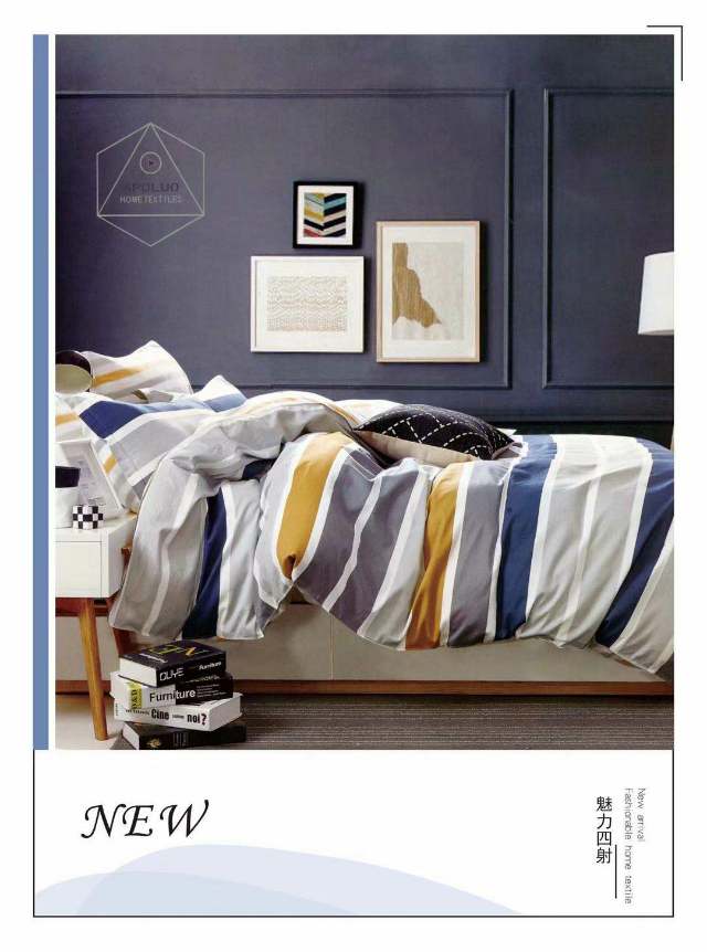 Striped Cotton Cotton Bedding 4-Piece Set