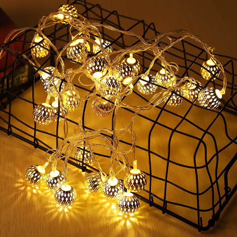 LED彩灯铁皮球灯串圣诞节日婚庆橱窗房间装饰星星灯详情图2