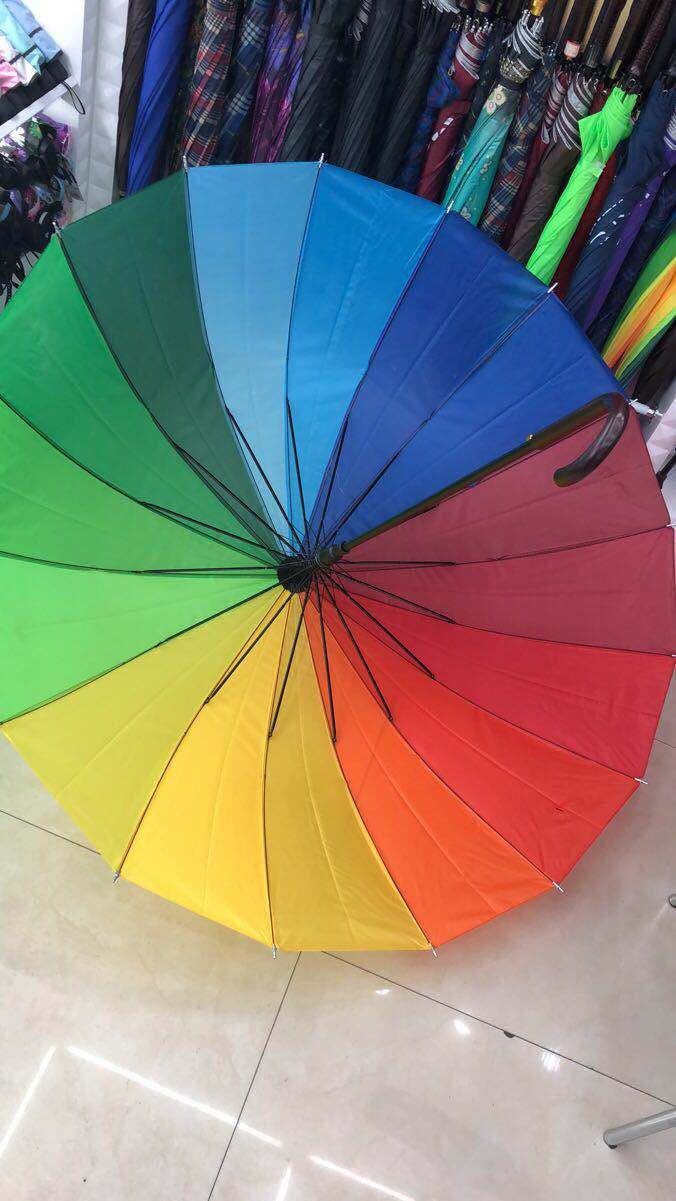 75 cm X16 hand-opened polyester silk fabric rainbow umbrella details Picture