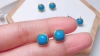925 silver pure American blue pine stud earrings, with a smooth and round color, Xiangyu 000111 Specification image