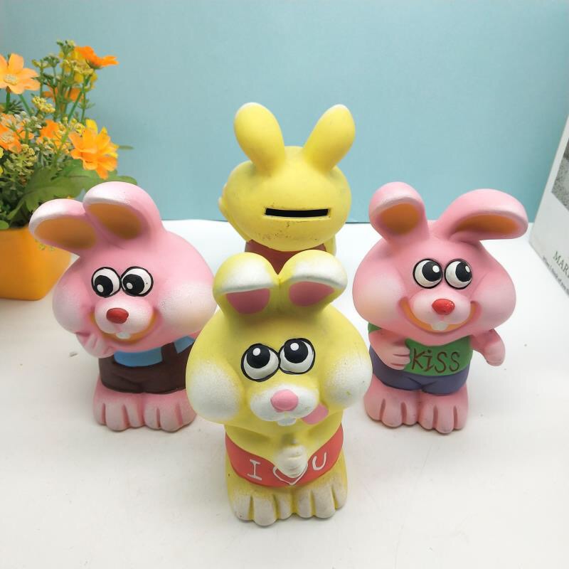 Rabbit piggy bank, plastic cartoon piggy bank, loose change bank for children
