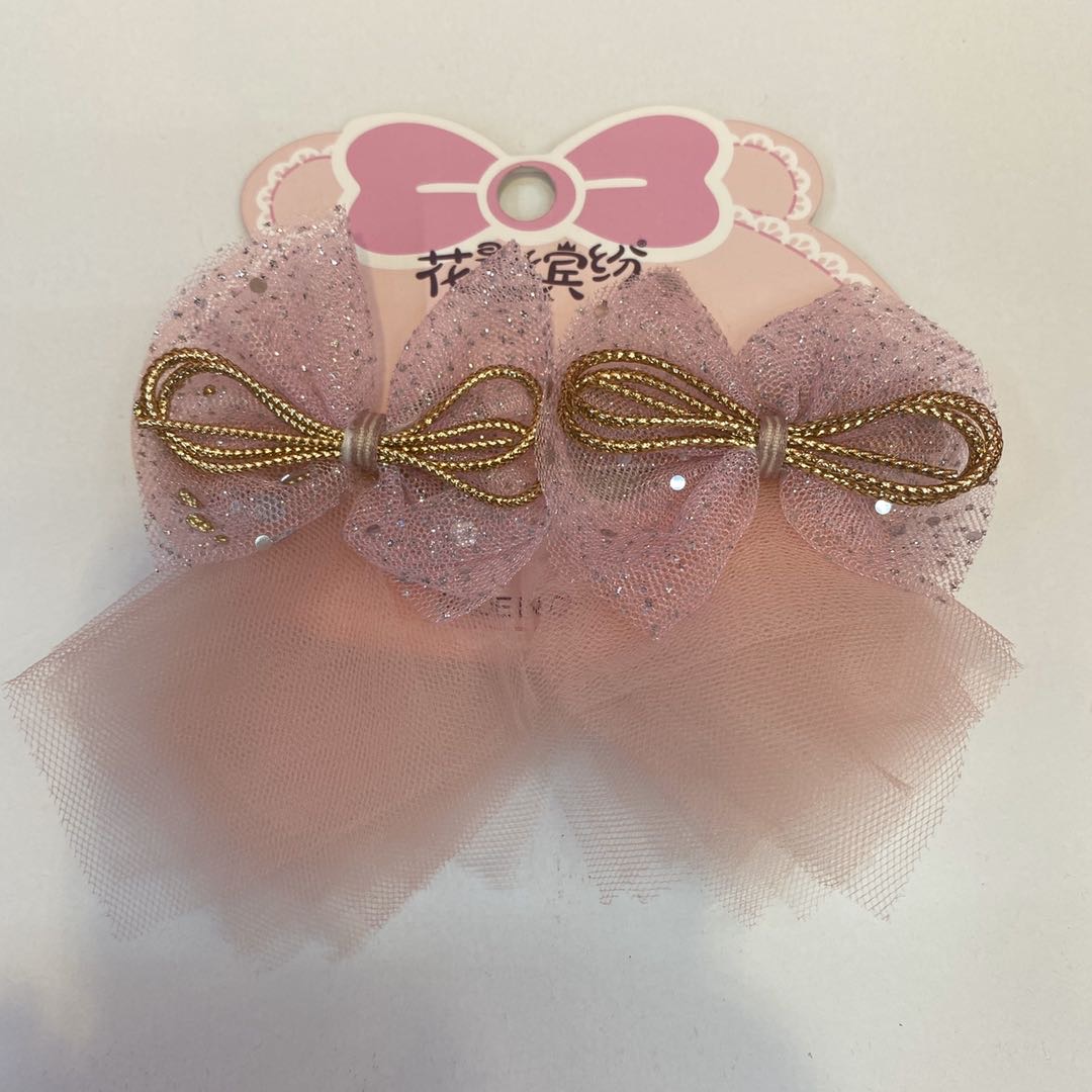 Hot new mesh bead sequin bow sweet clip for children thumbnail