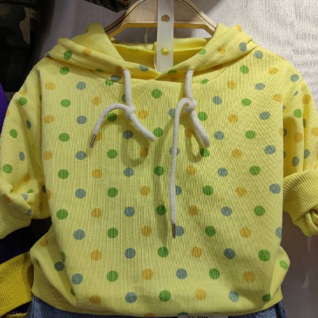Baby spring clothes, girls' stylish hoodies, children's polka dot hoodies, top trend
