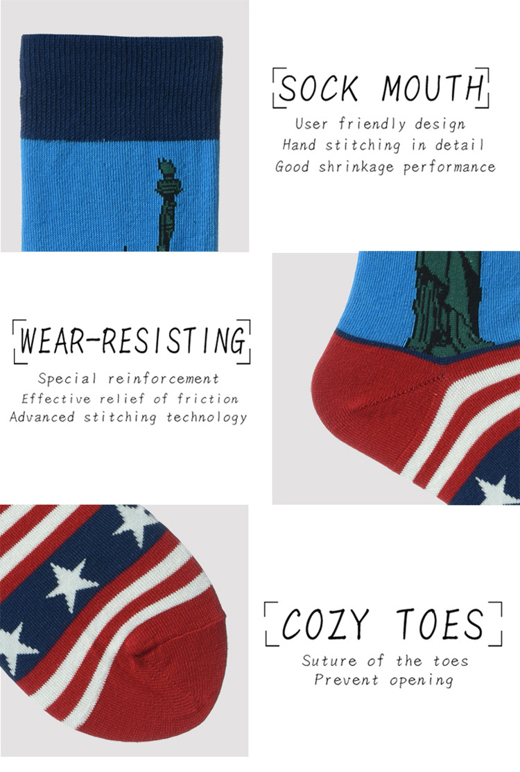 New men's socks, creative food, hamburger and French fries patterns, trendy men's socks, long high socks Specification image