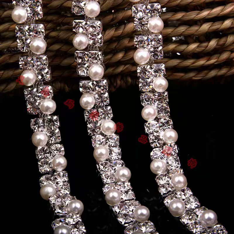 珍珠四角金属码链钻链超闪钻链爪链DIY材料详情图2