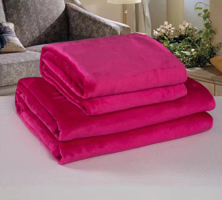 厂家直销毯子新款批发零售毛毯多色素色法莱绒毛毯