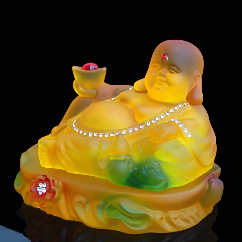 New car perfume holder, high-end interior decoration, creative lotus leaf Buddha, large Maitreya Buddha car perfume Specification image