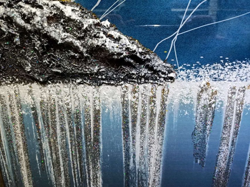 现代简约客厅装饰画大气三联沙发背景墙挂画立体抽象水墨山水壁画产品图