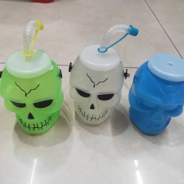 厂家直销可爱卡通骷髅头和菠萝图案吸管饮料杯细节图