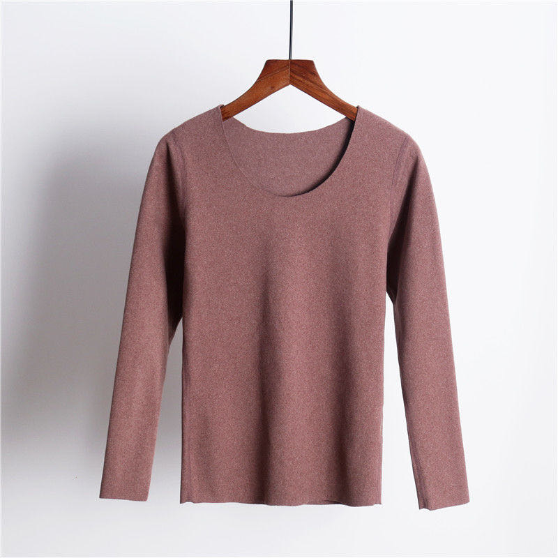 Pure cotton fashionable seamless body-shaping thermal underwear and long Johns set, V-neck lace form-fitting thermal underwear, cotton sweater for women details Picture