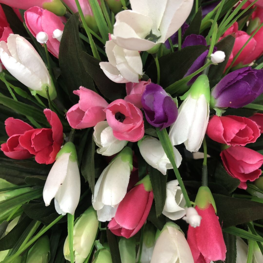 Factory Direct Sales Simulation Flower Silk Cloth Decoration Simulation Magnolia Bouquet Wedding Road Layout Fake Flowers 6 Head 18 Fork Magnolia Specification drawing