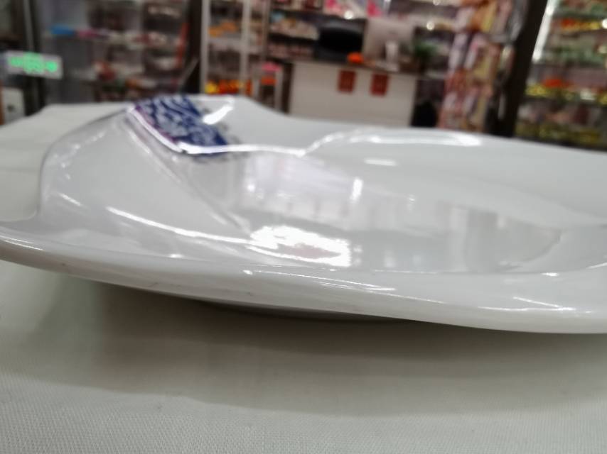 Imitation Blue And White Melamine Imitation Porcelain White Round Dish Plastic Disc Platter Fast Food Cover Rice Buffet Plate Dish details Picture