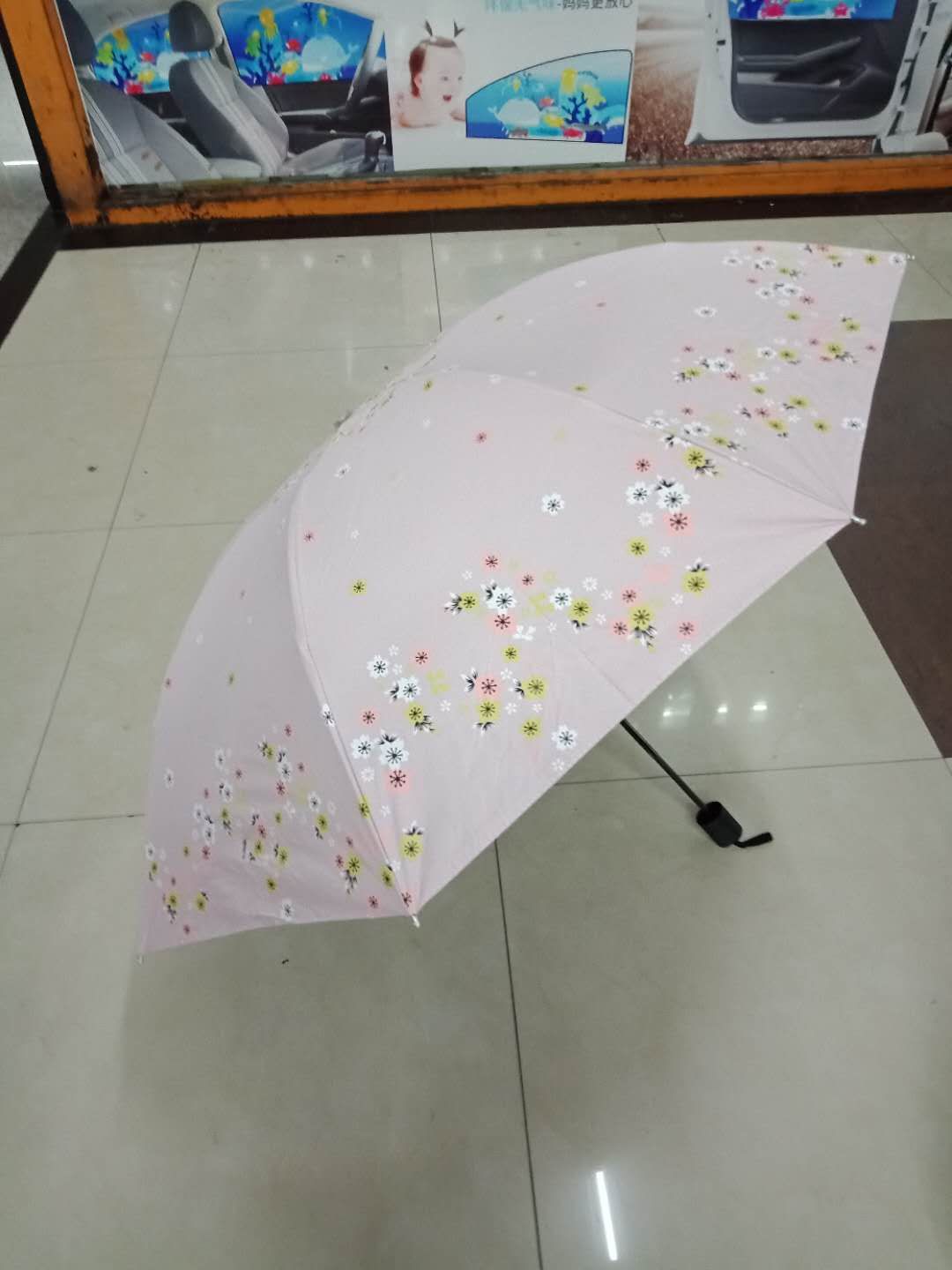 八骨雨伞女三折叠伞晴雨两用伞太阳伞防晒防紫线黑胶遮阳伞细节图