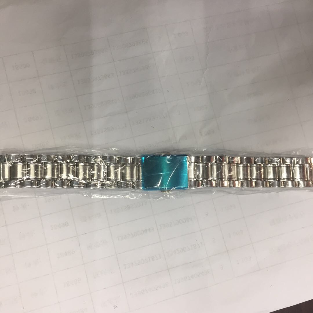 Men's solid three-bead steel strap, double-button folding buckle strap, flat-mouth bracelet, 18mm