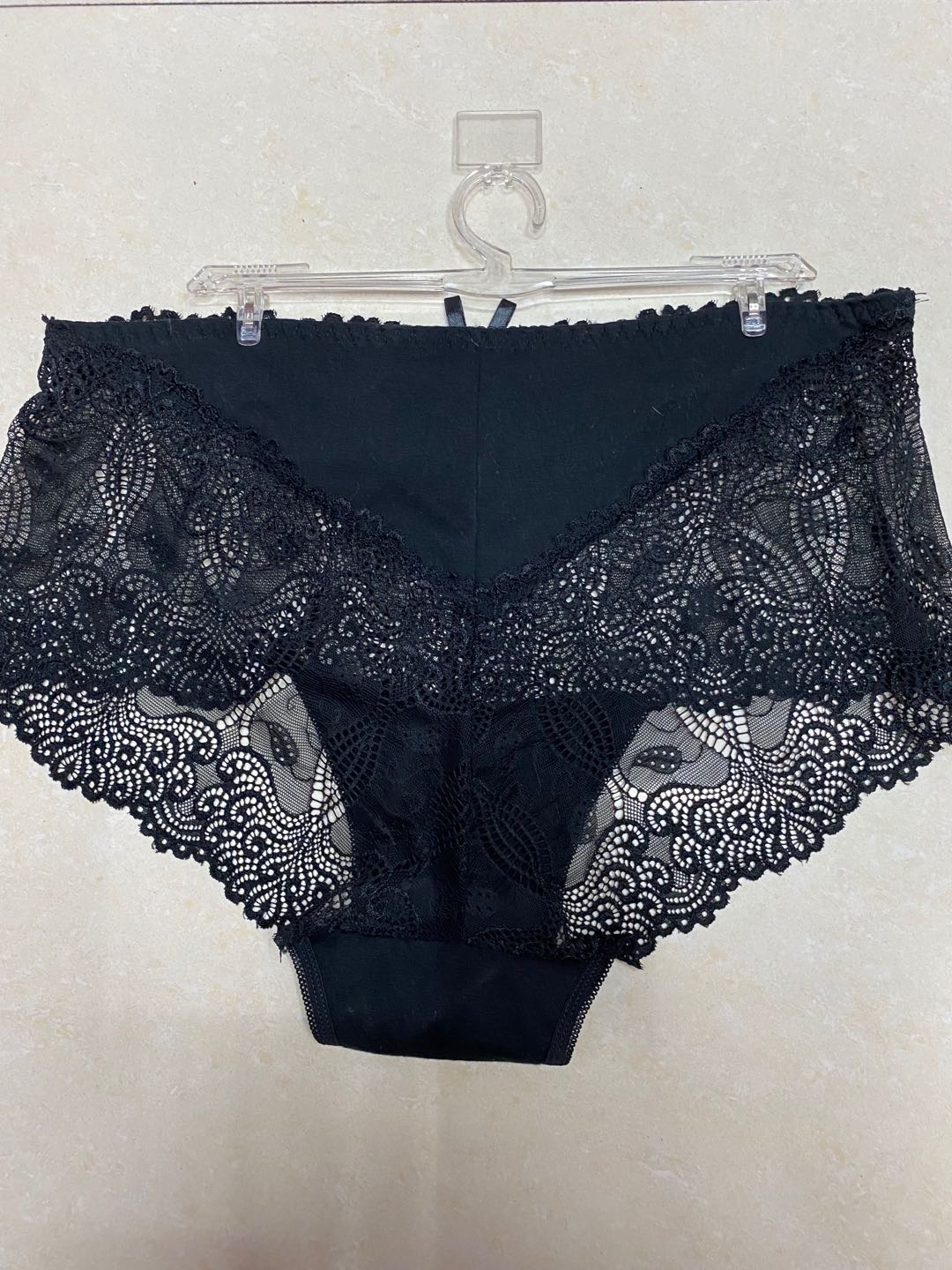 Fashion Soft Breathable Women's Low-Rise Lace Panties Triangle Black Specification drawing