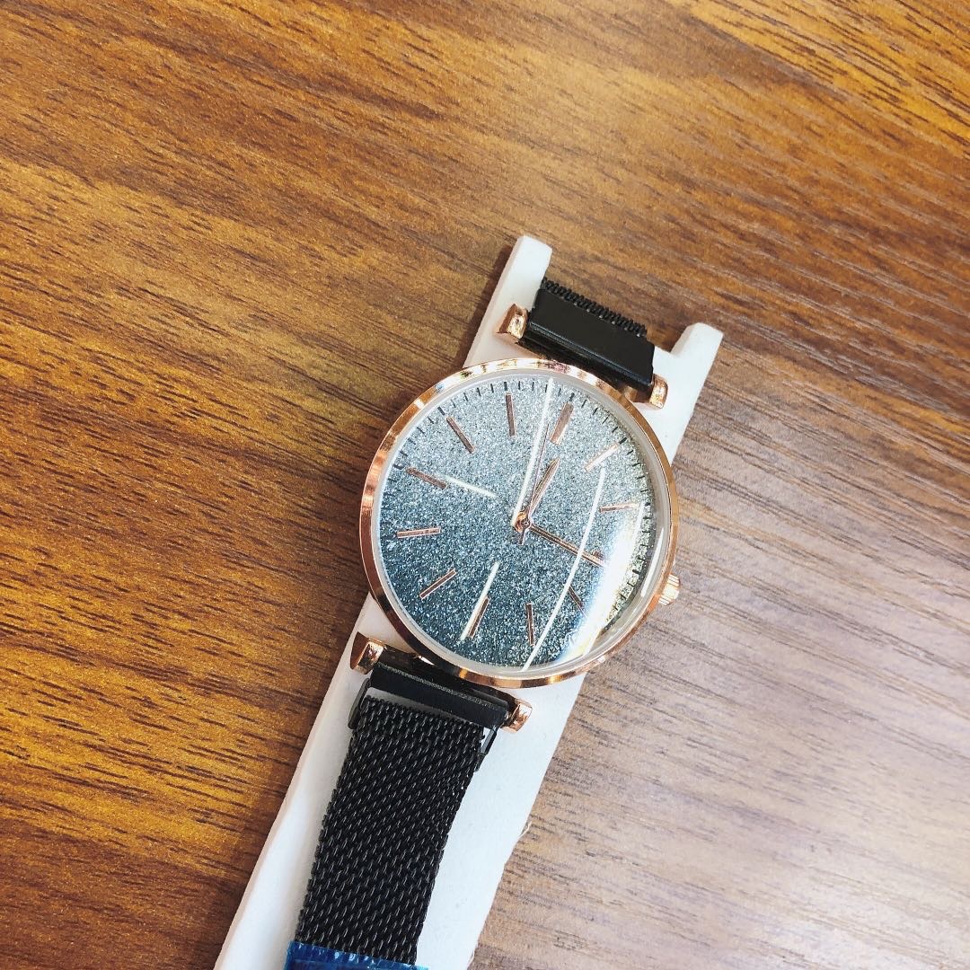 Black metal watches for girls, high school students, trendy electronic mechanical quartz ladies, genuine and powerful waterproof black technology women's watches details Picture