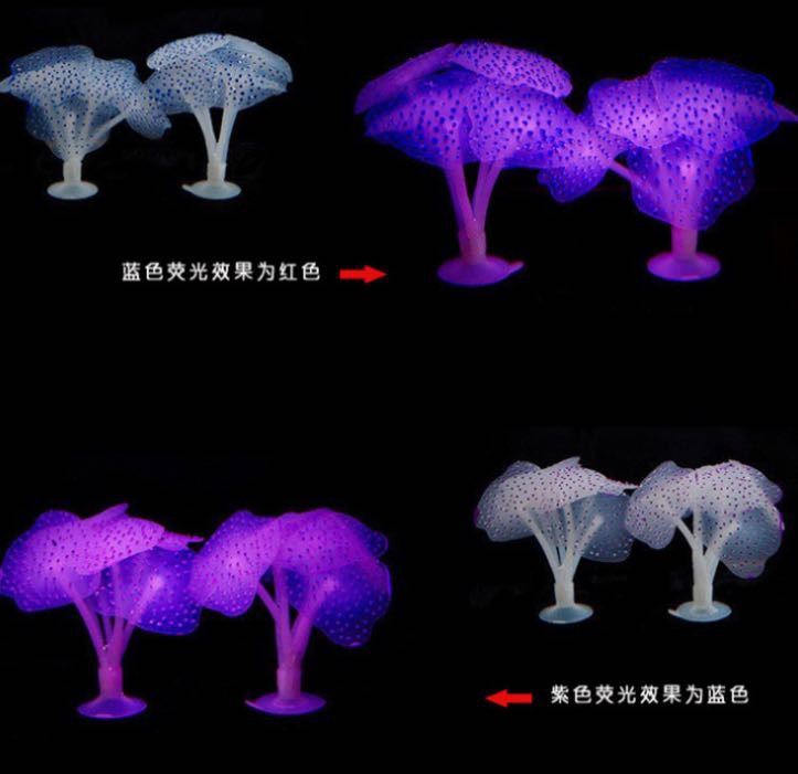 Yiwu's high-quality fish tank landscaping, aquatic plants, fluorescent suction cups, simulated coral, silicone, simulated jellyfish, ornamental fish, aquarium decoration details Picture