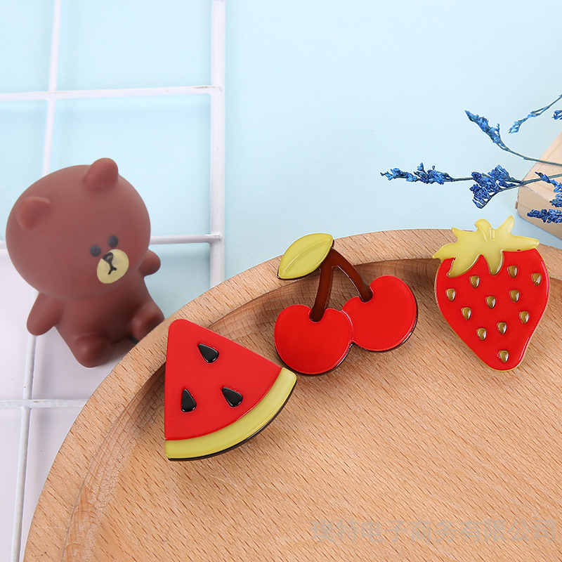 Korean Creative Fruit Shape Children's Hairpin Sweet Cute Watermelon Decorative Hairpin Girl Bangs Clip Customization details Picture