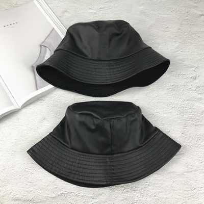 Women's Autumn Double-Sided Fisherman Hat Men's And Women's Small Brim Solid Color Short Brim Black Basin Hat details Picture