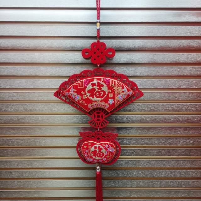 新年春节过年中国结扇形苹果福字挂件装饰用品绒布印花中国结
