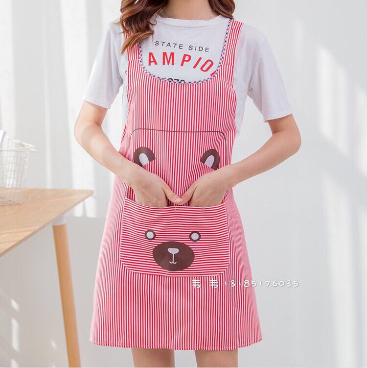 韩版时尚防水防油厨房做饭背带式围裙女成人工作服无袖罩衣小个子