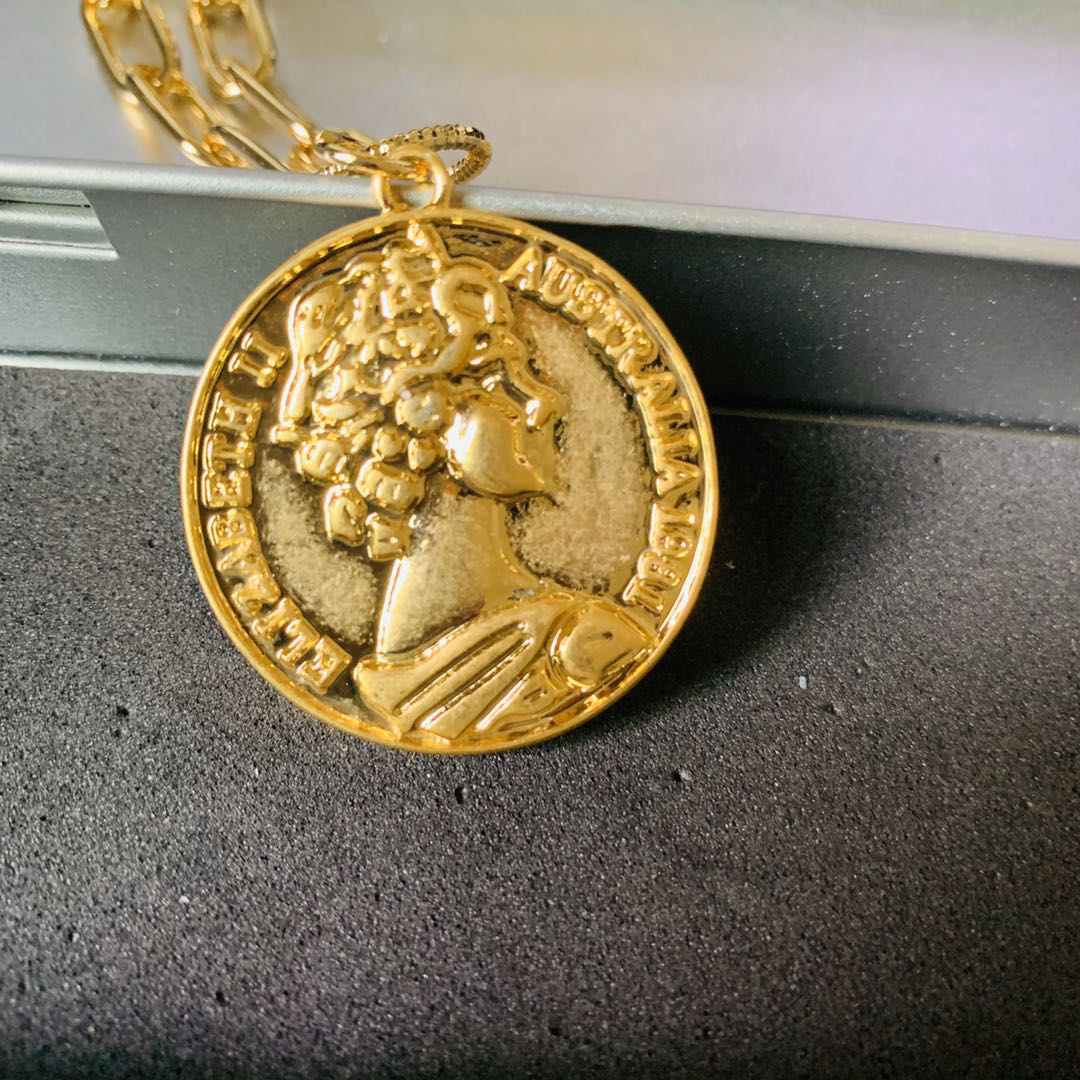 Necklace Alloy Gold 40Cm Fashion Instagram Niche Design European And American Fashion Women Cold Wind Coin Portrait Simple Matching Necklace Specification drawing
