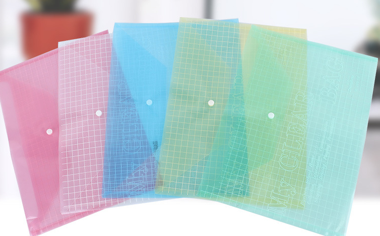 A4透明塑料PP按扣文件袋PVC档案袋文具