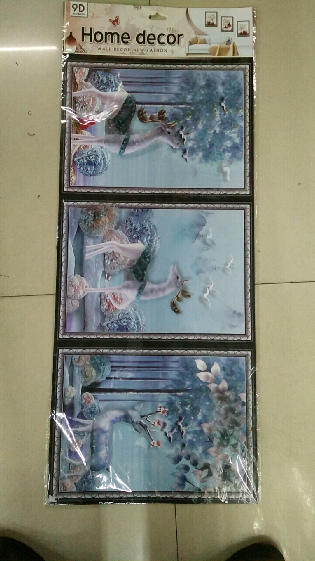 三片装动物造型水墨彩贴纸厂家直销