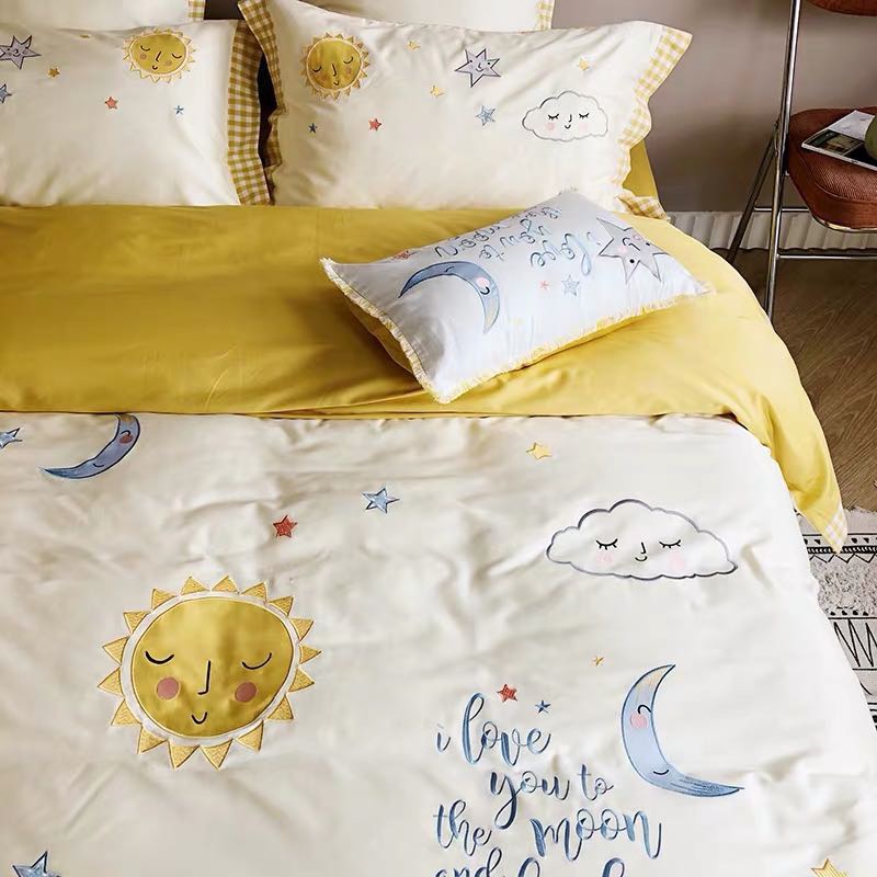 Small Fresh Pure Cotton 60 Long Staple Cotton Lovely Star Moon Quilt Set Girl Heart Four Sets Specification drawing