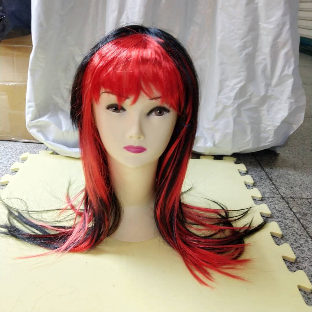 Two-color straight hair wigs, makeup balls, wigs, headgear, party performances, performance props, headwear