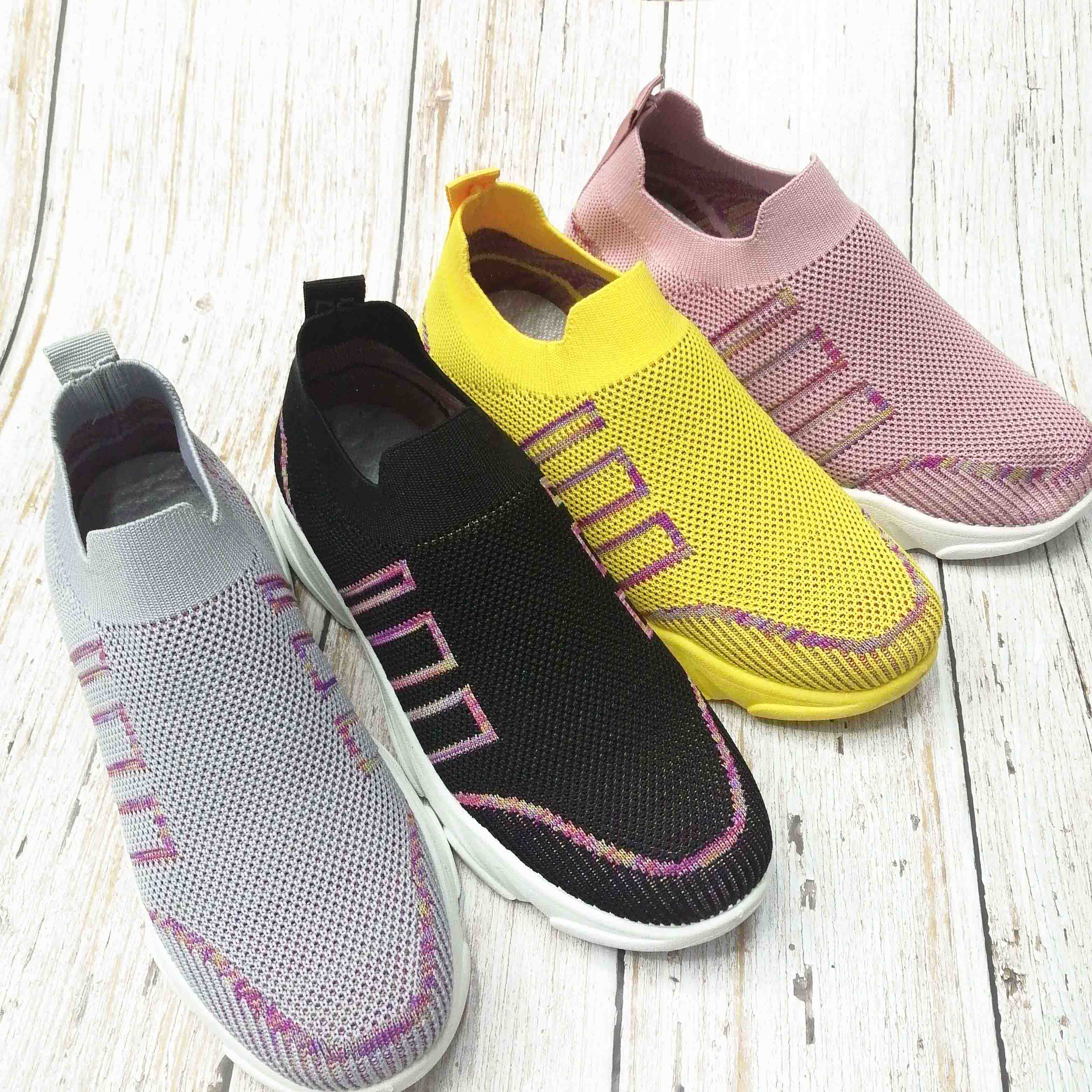 Bright Color Square Pattern Women Spring And Autumn New Running Shoes Breathable Flying Woven Casual Shoes Specification drawing