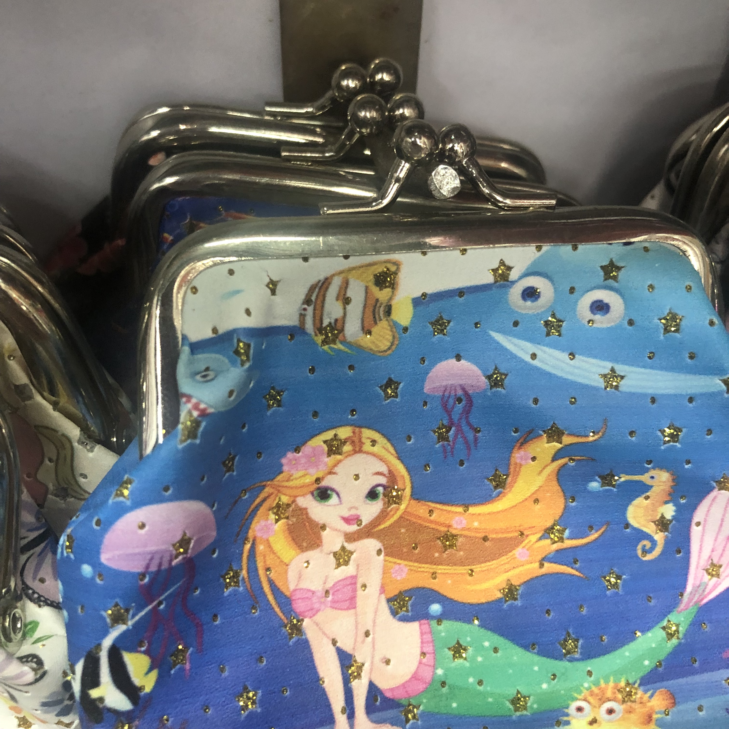 Buckle Coin Purse Mermaid Cartoon Pattern Women's Small Purse Mini Cute Korean Key Bag Fabric Canvas Small Bag Student Coin Coin Bag details Picture