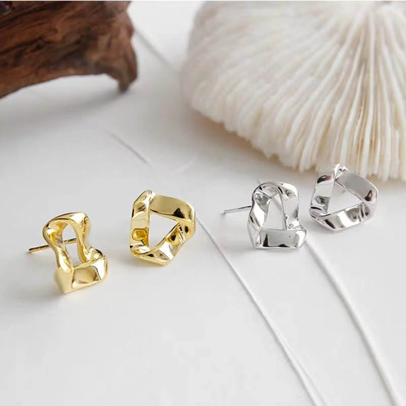 日韩气质扭曲几何三角形耳环耳钉纯银耳保色防过敏网红饰品